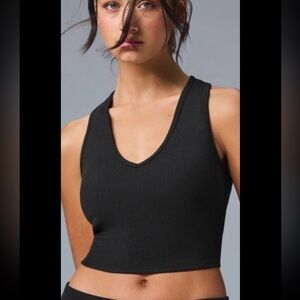 Alo Yoga Goddess Ribbed Cropped Racerback Tank